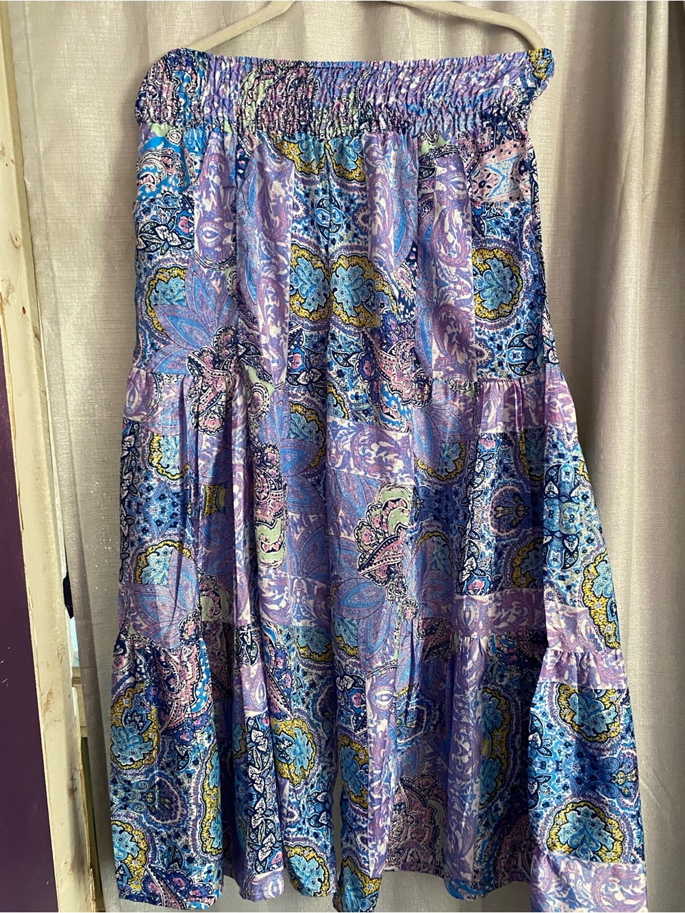NFC Lavender Paisley Tiered Maxi pants- Feminine Boho Style with pockets